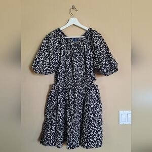 Puff Sleeve Floral Mini Dress Sun Dress Cut Out